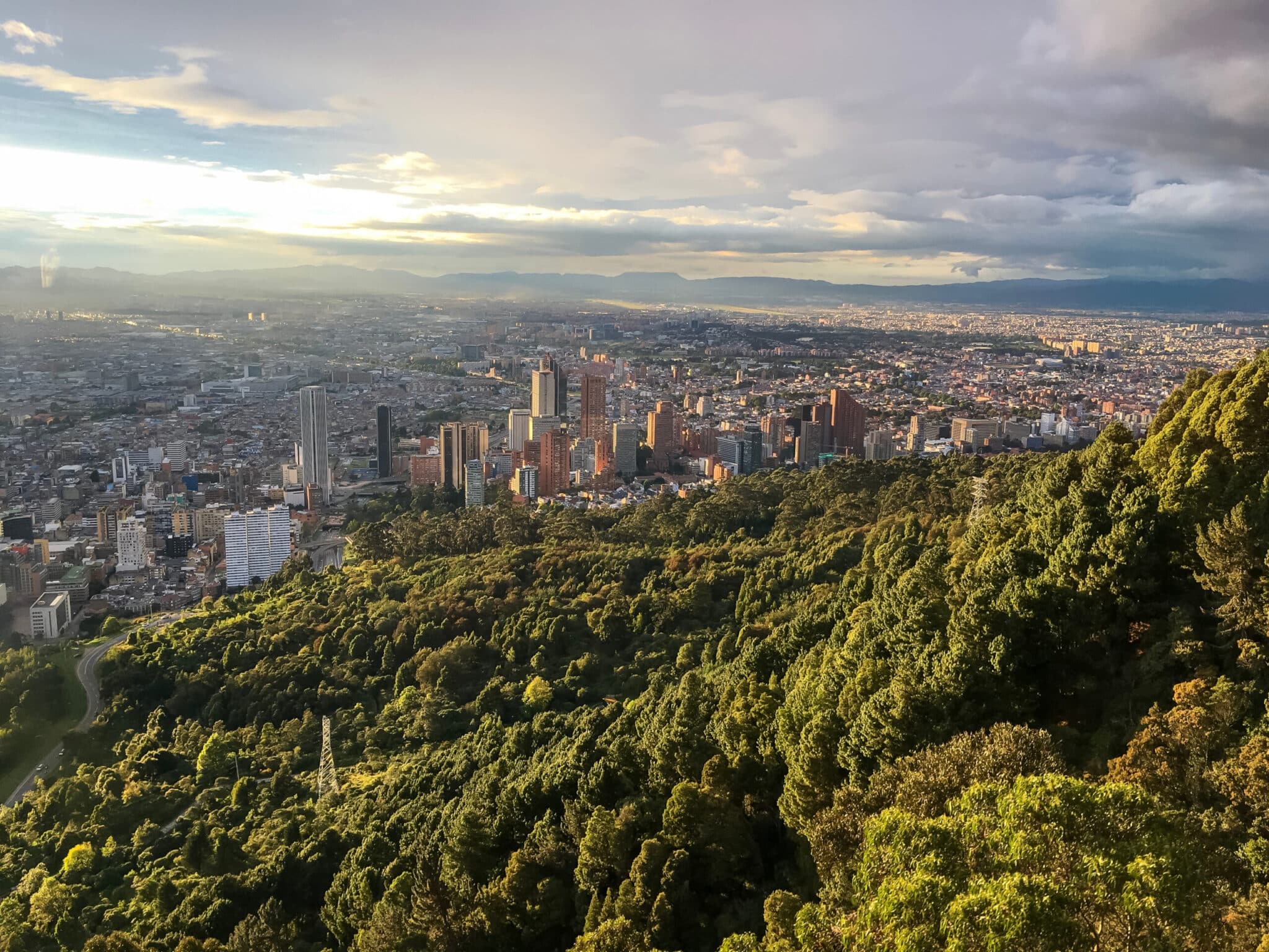 A watershed with the city of Bogota, Colombia in the background.